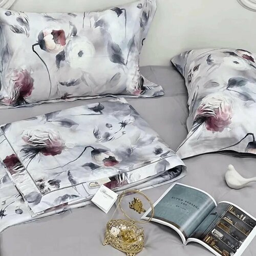 Комплект постельного белья с одеялом Blumarine, Мако-Сатин (Египетский хлопок), Евро, наволочки 50x70