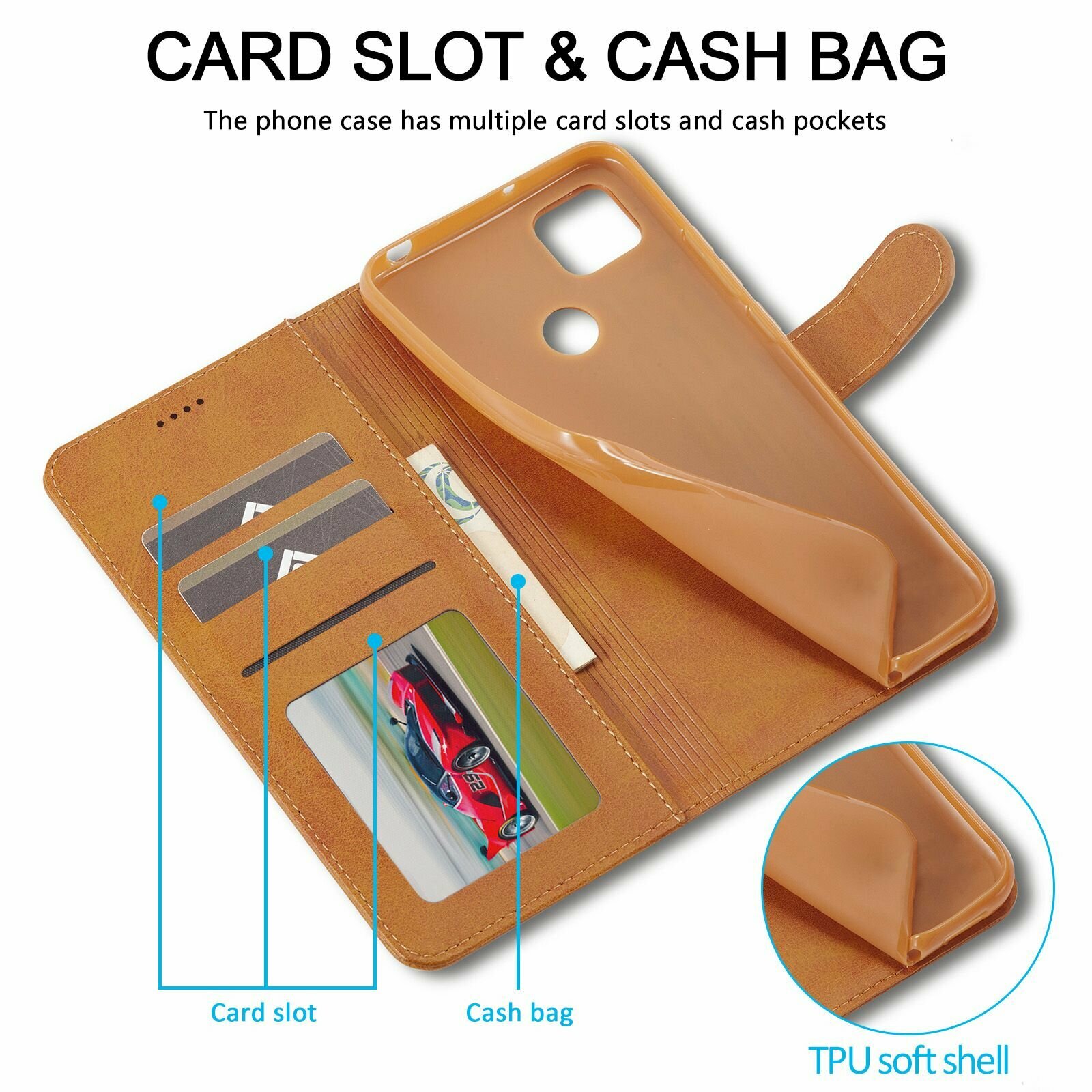 Электронные Книги Xiaomi LCIMEEKE Кожаный книжка чехол для Xiaomi Redmi 10A/ 9C / Сяоми Редми 9С / Редми 10А с визитницей из экокожи