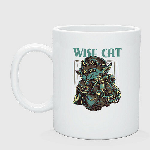 Мудрый кот стимпанк Керамическая кружка