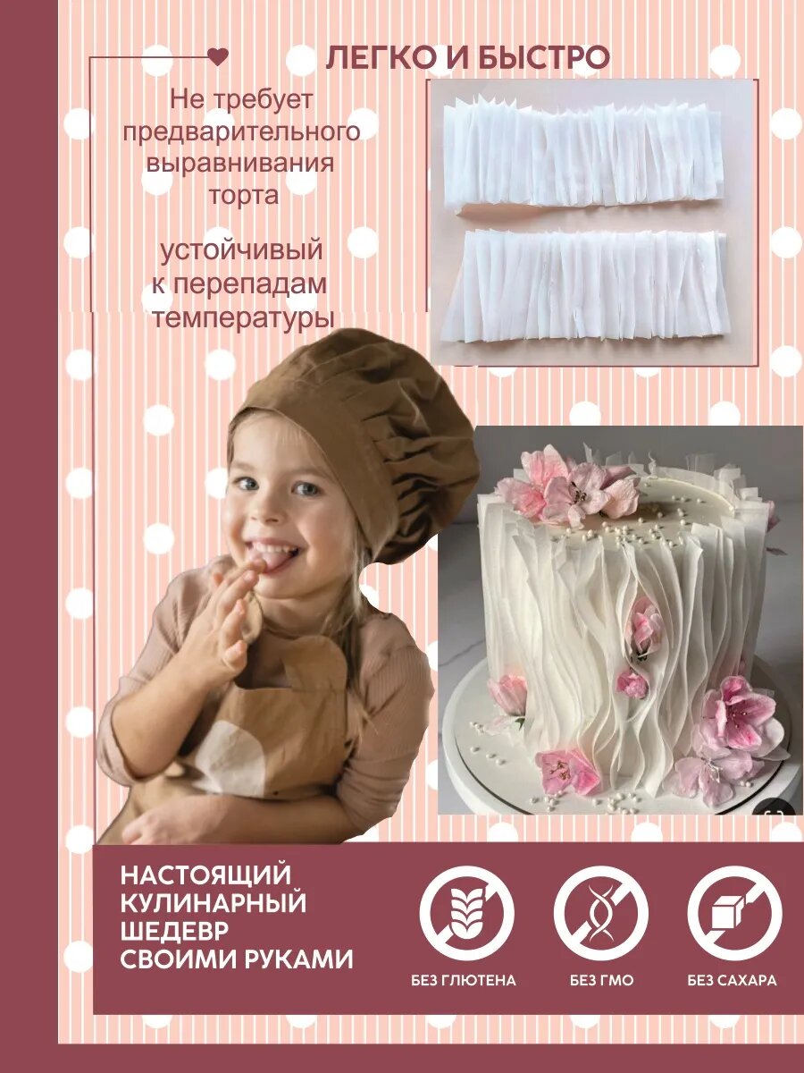 Готовое украшение на торт из вафельной бумаги — фото 1