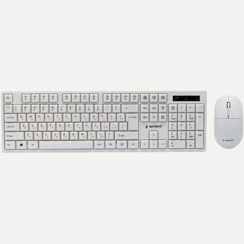 Изображение товара Комплект клавиатура + мышь Gembird KBS-6000-W беспроводные 104кл+4кн 12Fn 800-1600 DPI радиоканал белый