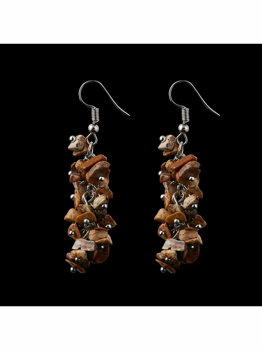 Серьги двусторонние, искусственный камень