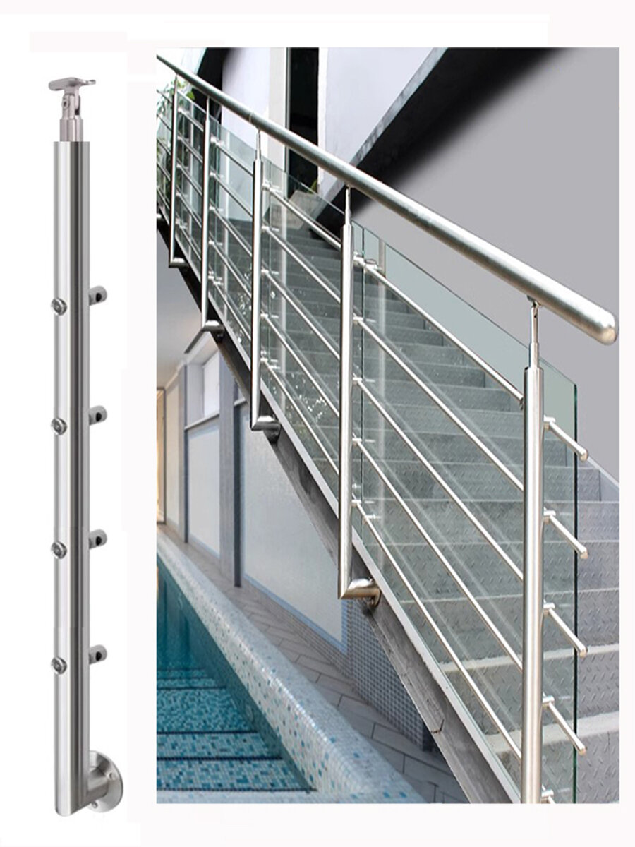 Стойка Перила для лестницы из нержавеющей стали AISI 304 Боковое крепление 950мм уличные помещений