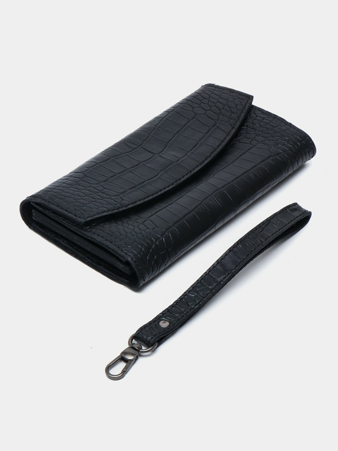 Кошелек , фактура под рептилию, тиснение, *651 Black — фото 1