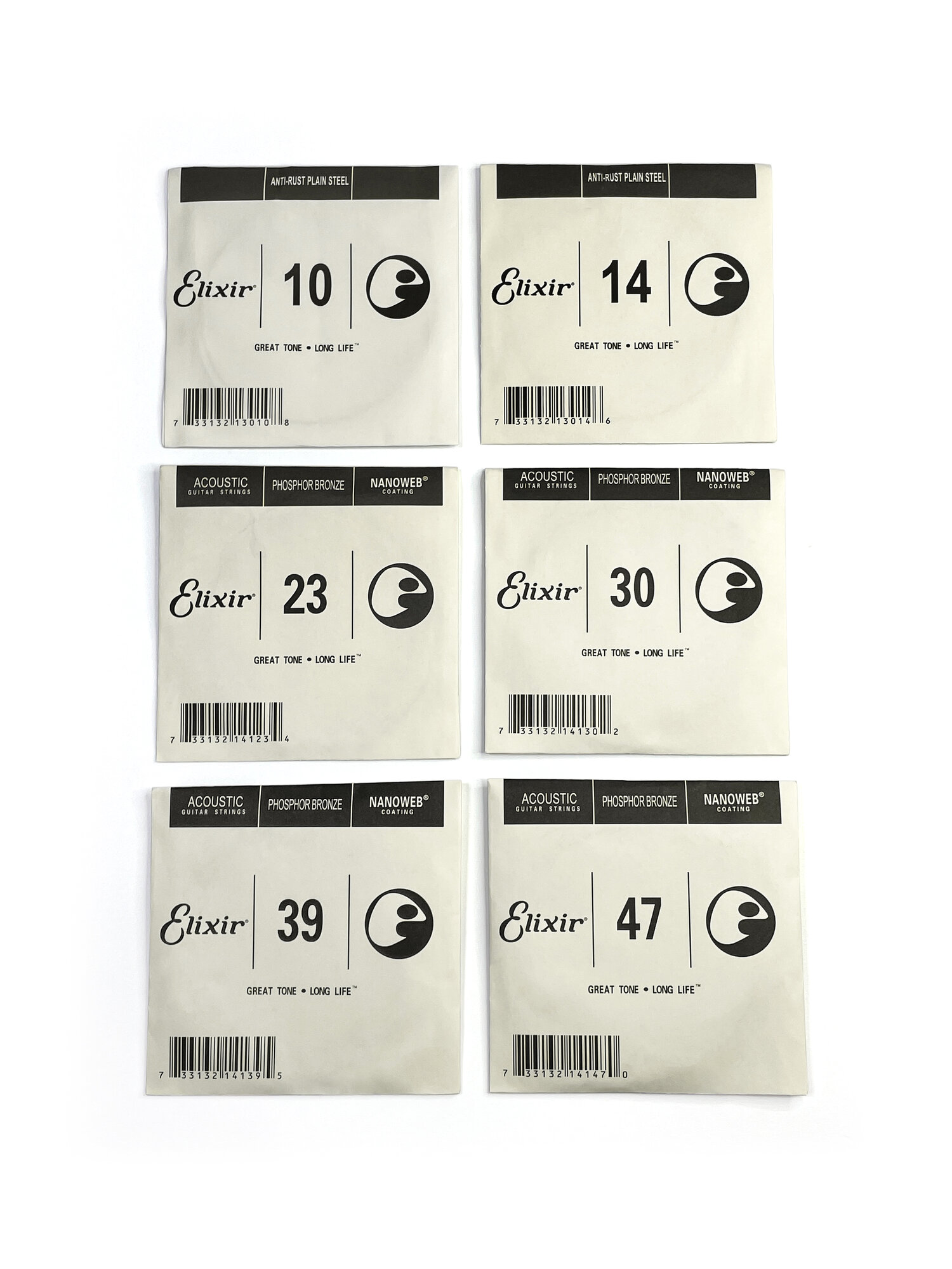 Струны для акустической гитары Elixir Phosphor Bronze Nanoweb Extra Light 16002, 6 металлических струн, 10-47 — фото 1