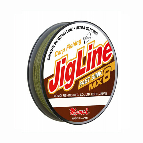 Плетеный шнур Jigline Fast Sink, длина 100 м, толщина 0.20 мм, тест 14 кг, хаки