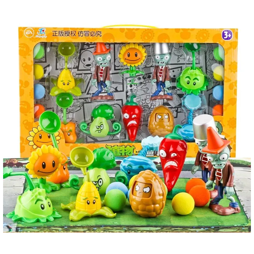 new genuine plants vs zombie 2 toys box set anime figure obstacle zombie plants pea sunflower soft rubber model battle game gift Игровой набор Зомби Против Растений инерционные игрушки Plants vs Zombie