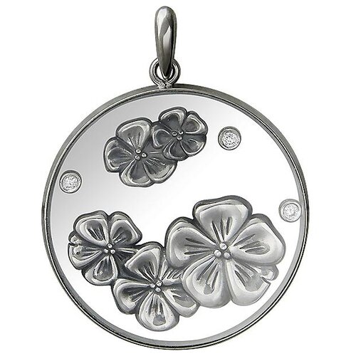 фото Эстет подвеска цветы с ювелирным стеклом и фианитами из чернёного серебра 01п152628ч