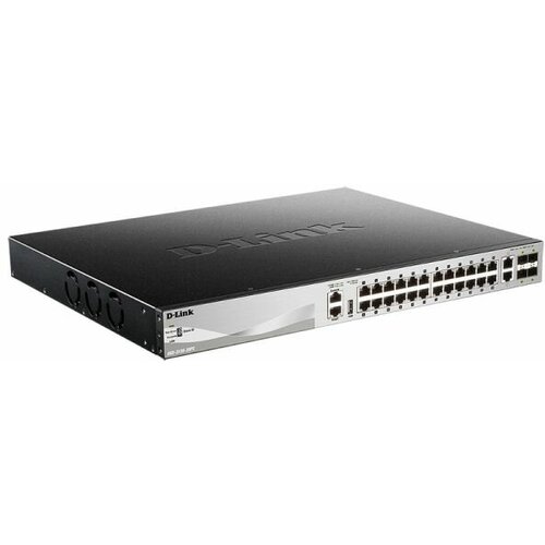 коммутатор d link dgs 1520 28mp управляемый l3 стекируемый с 20х1000base t 4x2 5gbase t 2x10gbase t и 2x10gbase x sfp 24 порта poe бюджет 370 вт Коммутатор D-Link DGS-3130-30PS/B1A