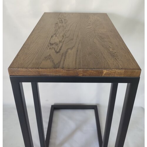 Стол журнальный в стиле лофт авторский, ручная работа, столешница из натурального дерева (дуб) 300х450 мм