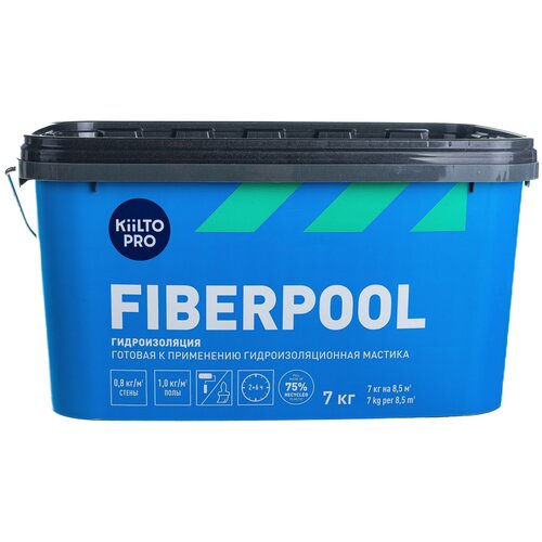 Мастика KIILTO Fiberpool, 7кг, цвет аквамариновый мастика гидроизоляционная kiilto fiberpool 7 кг арт t3723 300