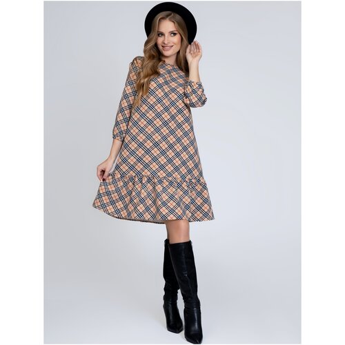 фото Платье with street "дебора1" а силуэт/трапеция/с воланом/большие размеры/вечернее/праздничное/цветы/т.синий/барби