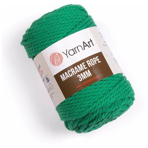Пряжа YarnArt Macrame Rope 3mm зеленый (759), 60%хлопок/ 40%вискоза/полиэстер, 63м, 250г, 1шт