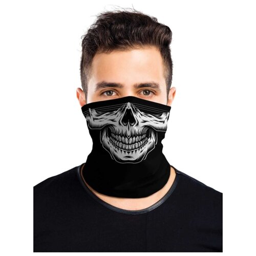 фото Универсальный бафф маска joyarty "жуткий череп в тени", 2шт