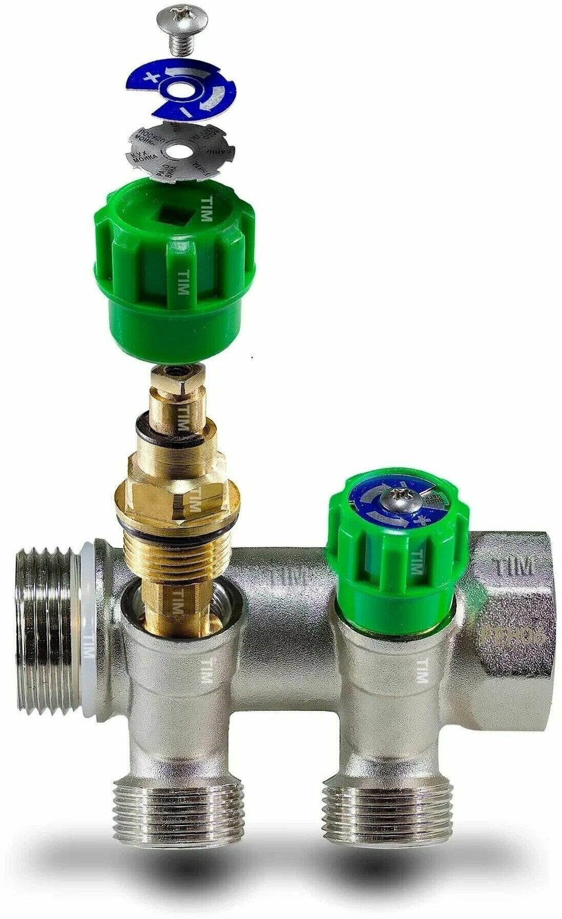 Коллектор регулировочный TIM (MR135N-1-2) 2 выхода, евроконус, 3/4"- 1/2" — фото 1
