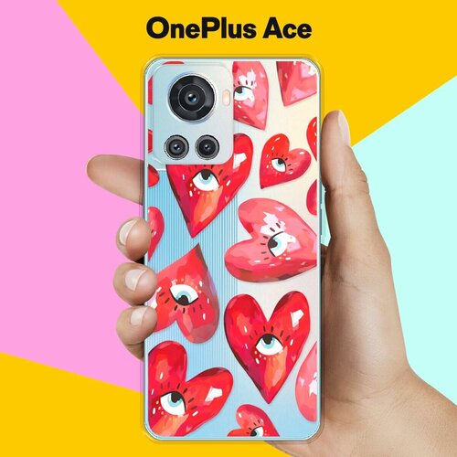 Силиконовый чехол на OnePlus Ace Сердца / для ВанПлас Эйс силиконовый чехол на oneplus ace racing edition сердца для ванплас эйс рэйсинг эдишн