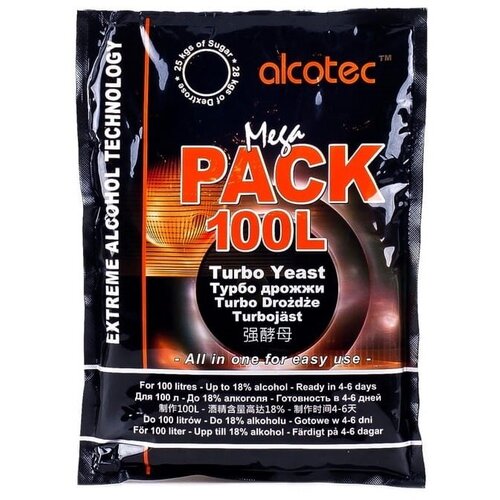 Дрожжи спиртовые ALCOTEC MegaPack Turbo 100L / Алкотек Мегапак Турбо 100 литров, 1 упаковка