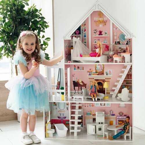 Игровой набор PAREMO Деревянный кукольный домик «Стейси Авенью» с мебелью 15 предметов домик кукольный paremo деревянный стейси авеню трёхэтажный с мебелью