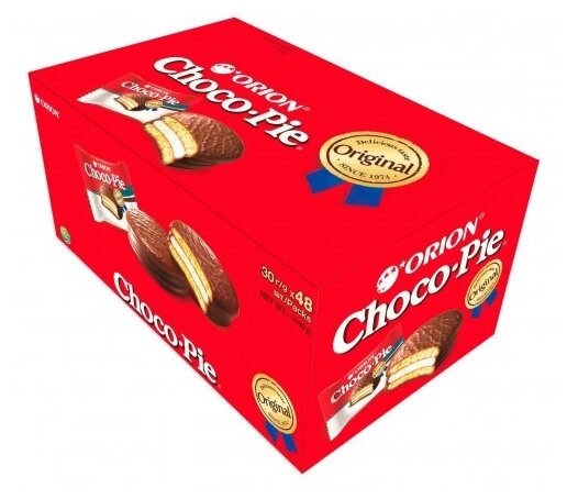 Пирожное Orion Choco Pie Original, суфле, шоколад, 48 шт. в уп.