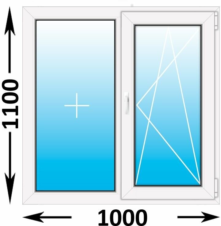 Пластиковое окно Veka WHS 60 двухстворчатое 1000x1100 (ширина Х высота) (1000Х1100)