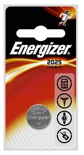 Батарейка Energizer CR2025, в упаковке: 1 шт.