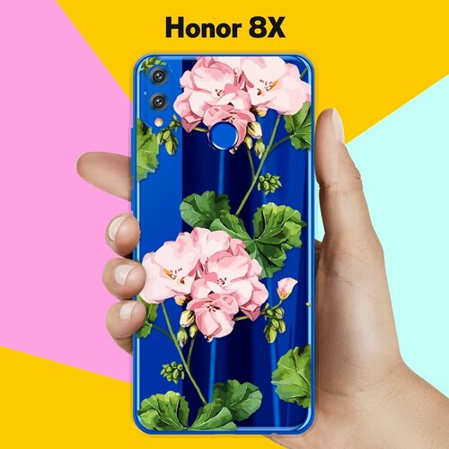 Силиконовый чехол Розовые цветы на Honor 8X силиконовый чехол цветы розовые на honor 20