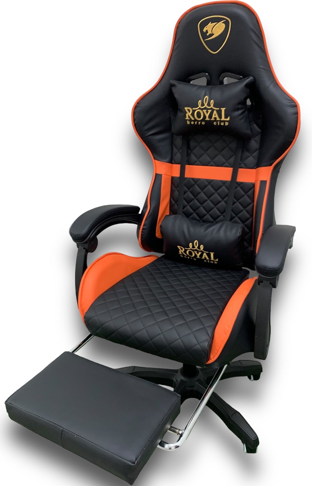 Игровое Компьютерное Кресло с Вибромассажем, Черно-Оранжевый