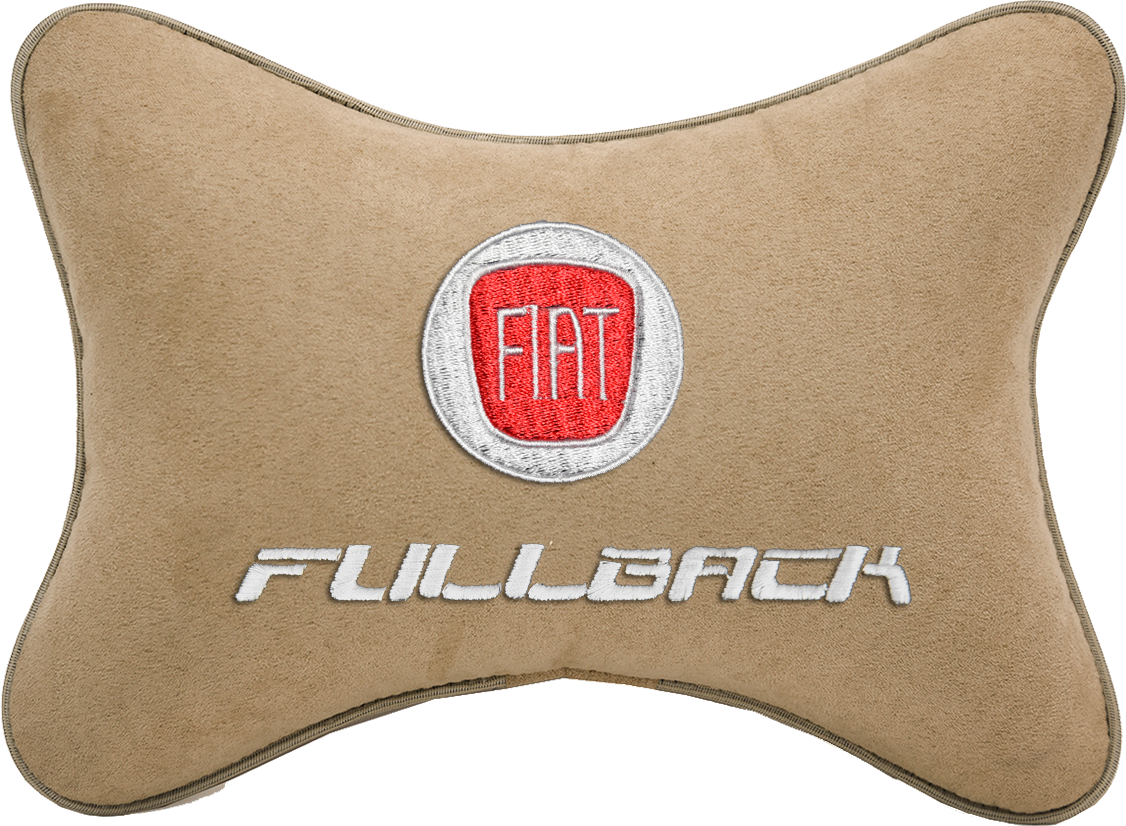 Подушка на подголовник алькантара Beige с логотипом автомобиля FIAT Fullback