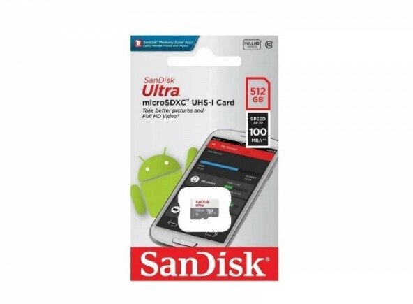 Карта памяти 512GB SanDisk Ultra microSDXC C10 U1 UHS-I 100MB/S, без адаптера - фото №2