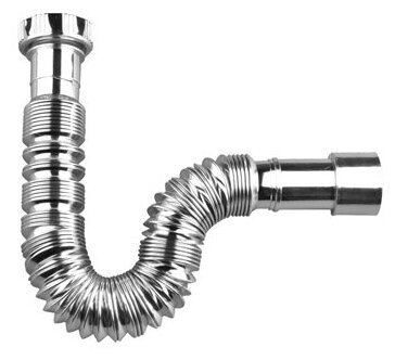 Труба гофрированная под хром, 1-1/2' х 40/50 мм, сифон для мойки, сифон для раковины, сифон для ванной, спуск для сантехники
