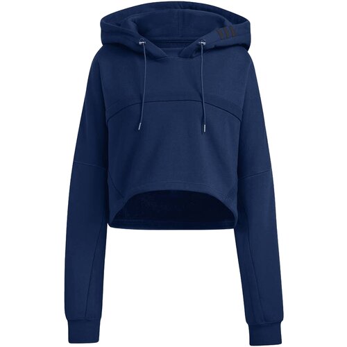 фото Худи adidas, оверсайз, укороченное, капюшон, размер 40, синий