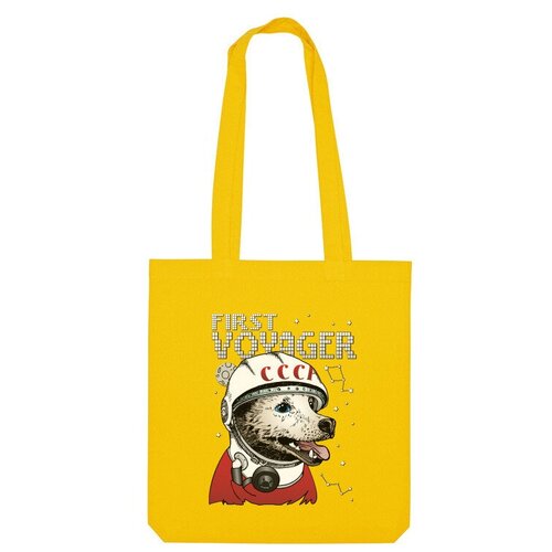 Сумка шоппер Us Basic, желтый мужская футболка собака в скафандре космонавта ссср 2xl белый