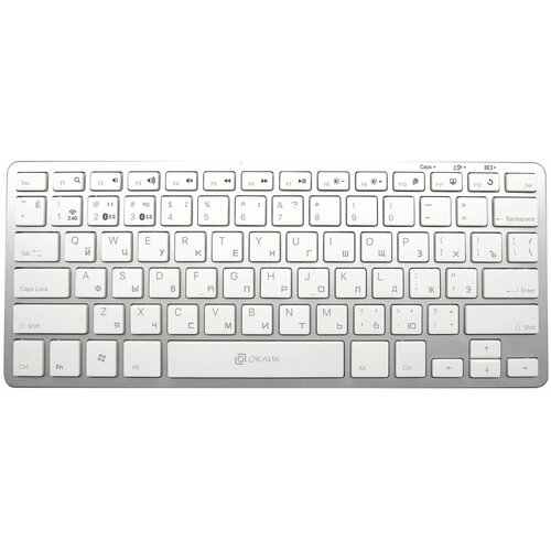 Клавиатура Оклик 855S серебристый USB беспроводная BTRadio slim Multimedia 1696464 241900₽