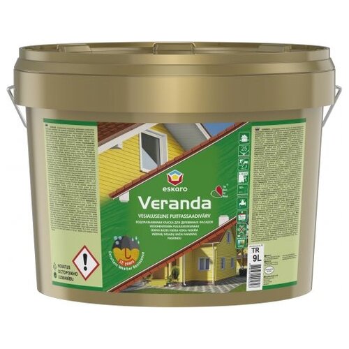 Краска акриловая Eskaro Veranda полуматовая бесцветный 9 л краска eskaro veranda а 2 85л esp076