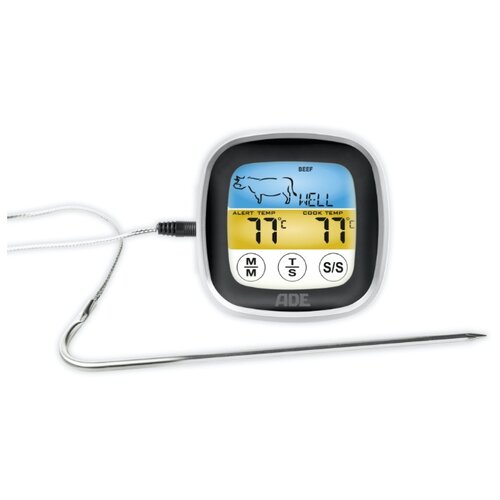 фото Термометр с таймером ade bbq 1600 для мяса black/silver
