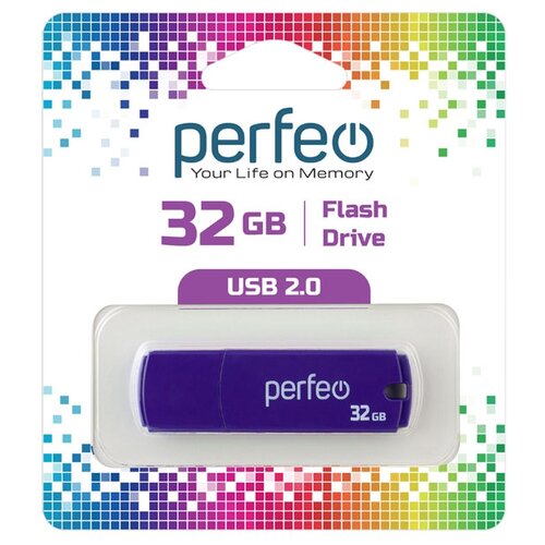 Флешка Perfeo C05 32 ГБ, 1 шт., фиолетовый usb flash perfeo pf c13w032 usb 32gb белый bl1