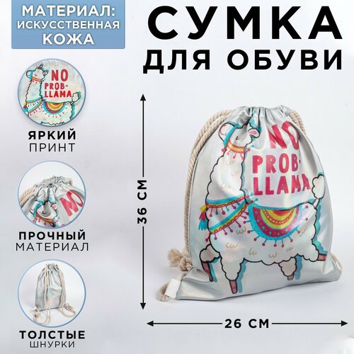 Сумка для обуви Sima-land No Prob-llama, кожзам, голография