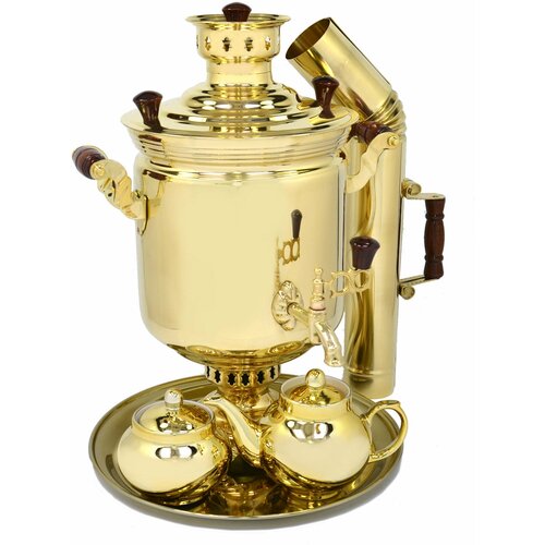 Самовар жаровой 7 литров на дровах ТСК тулавар в наборе из 5 предметов