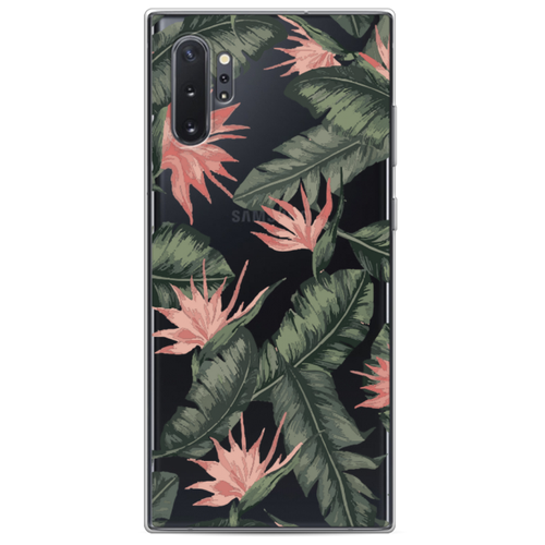 фото Чехол-накладка case place силиконовый с рисунком для samsung galaxy note 10+ (28550) цветочная пальма фон