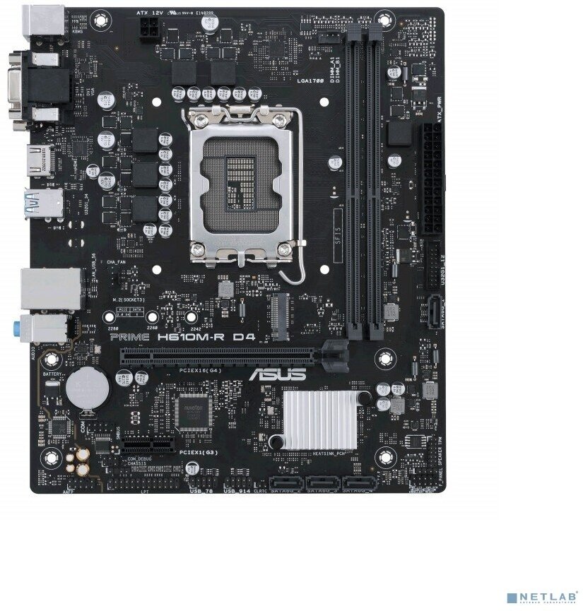 Asus Материнская плата ASUS PRIME H610M-R D4-SI Socket LGA1700 Intel H610 2xDDR4 16x PCI-E HDMI DVI D-SUB