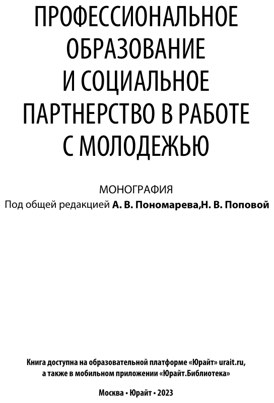 Профессиональное образование и социальное партнерство в работе с молодежью. Монография - фото №2
