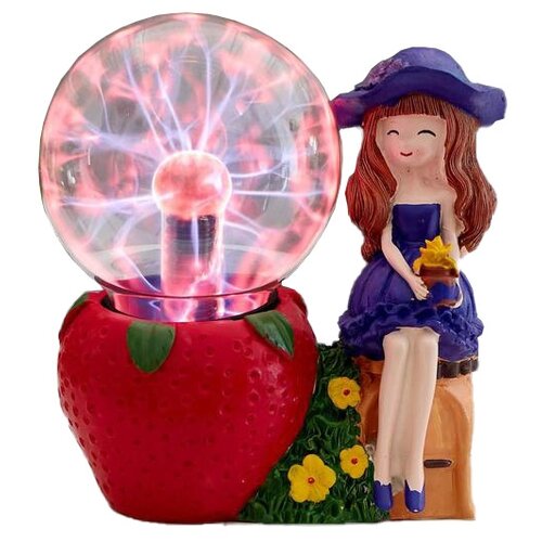 Плазменная лампа RISALUX Девочка с клубничкой 5089621, цвет арматуры: разноцветный, цвет плафона: бесцветный