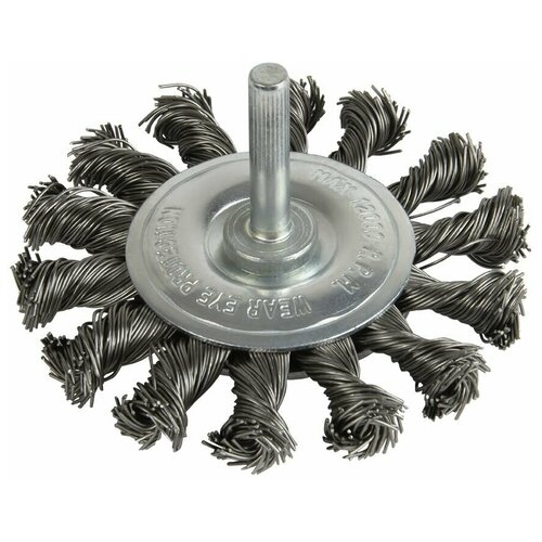 Щётка DEBEVER дисковая плетёная с хвостовиком 75 мм, проволока - INOX 0,50 мм