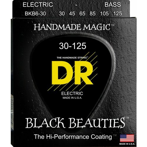 Струны для бас-гитары DR Strings Black Beauty BKB6-30, сталь струны для бас гитары dr strings black beauty bkb6 30 сталь