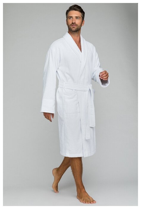 Мужской банный халат King Power (Е 303) размер XL (54-56), белый - фотография № 1
