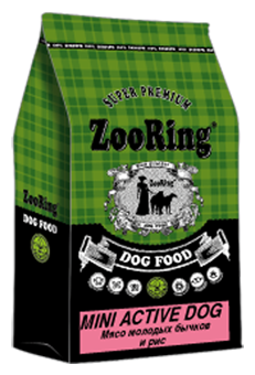 Сухой корм для собак ZooRing для активных животных, телятина, с рисом 2 кг (для мелких пород)