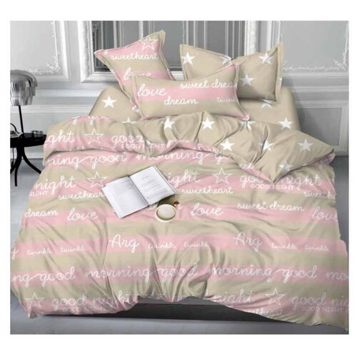 фото Постельное белье 2-спальное с евро простыней Бояртекс Luxor 07 de 0d, сатин серый/розовый