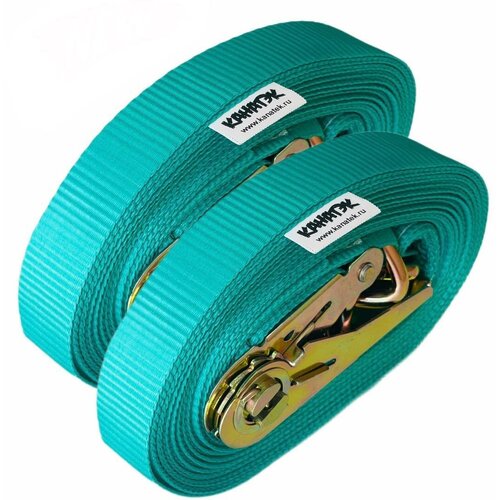 Ремень стяжной KANATEK для закрепления груза с храповым механизмом (2 шт) 1,0 т / 3 м с крюками крепёж для багажа