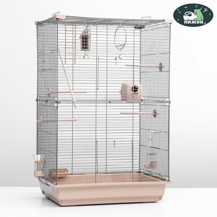 Клетка для птиц "Пижон" №104-Б, разборная, 2 секции, 58 х 40 х 88см, бежевая 9519764