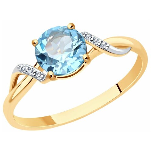 Кольцо SOKOLOV Diamonds из золота с бриллиантами и топазом 71-00004, размер 16